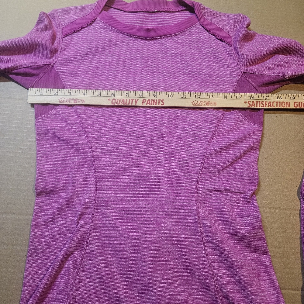 LULULEMON Womens Raspberry RULU BASE RUNNER L/S SHIRT Thumbholes - Picture 5 of 7